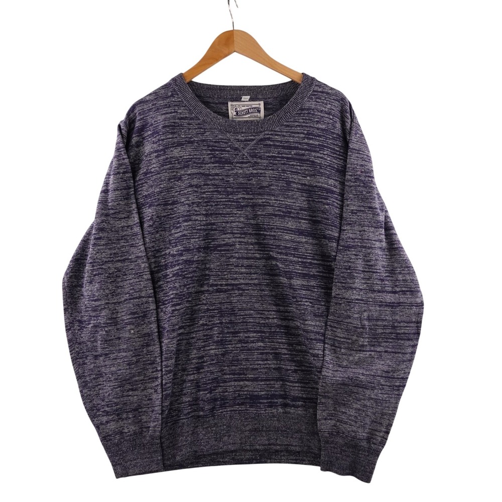 Schott Bros Mens 2XL Marled Knit Pullover‎ Sweater Cotton Long Sleeve Stretch